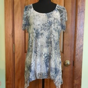 Brittany Black Elegant Blue Lace Women's Top